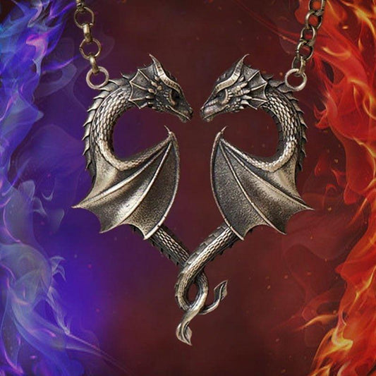 Collier pendentif Dragon deux dragons
