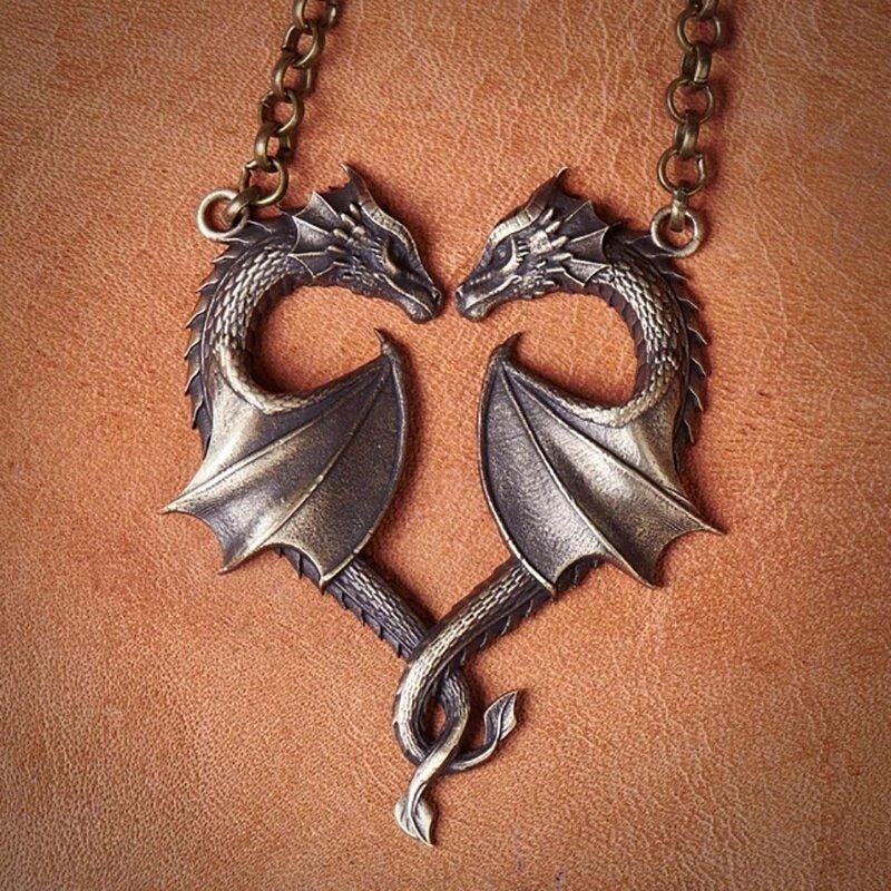 Collier pendentif Dragon deux dragons