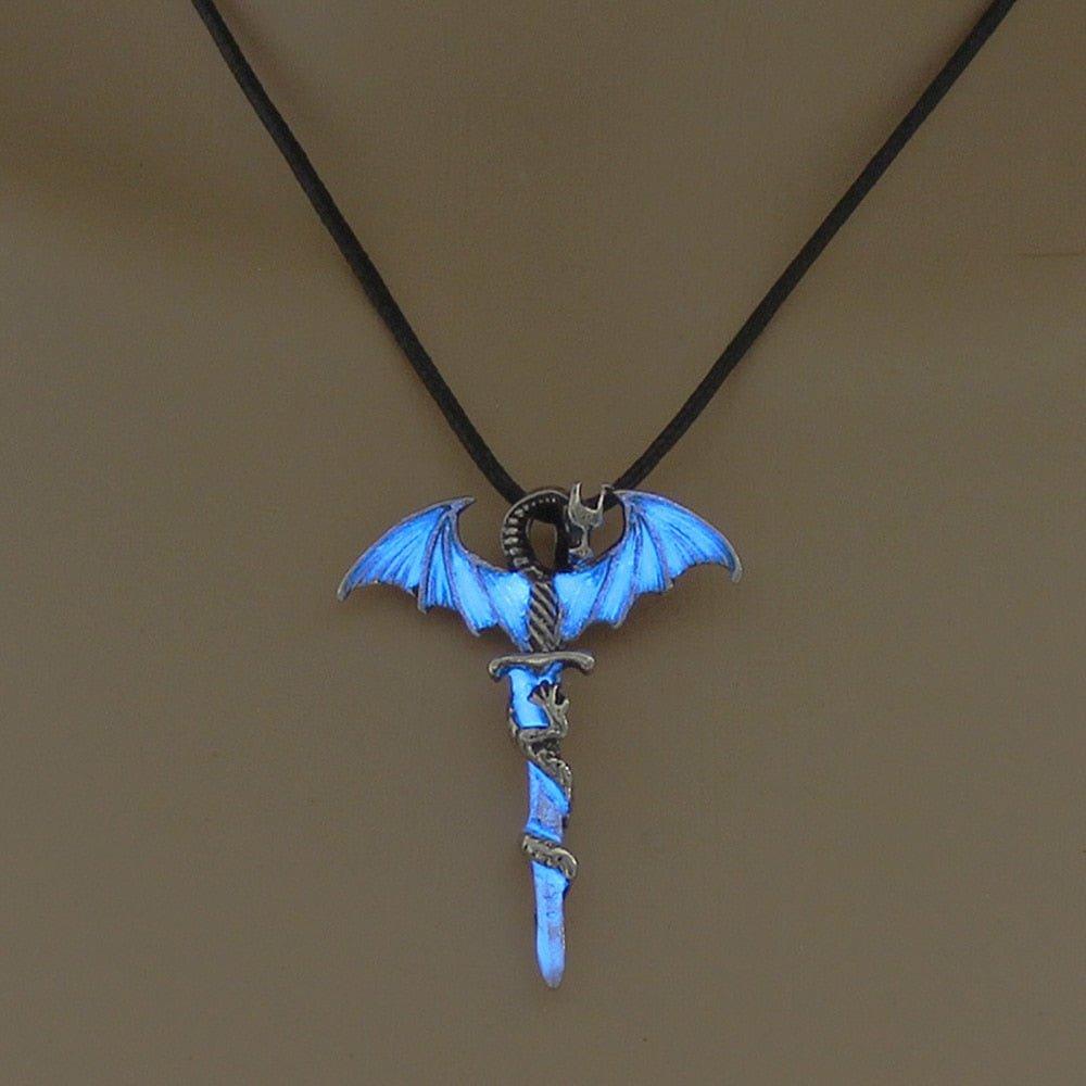 Collier pendentif dragon lumineux fluorescent - MonPendentif