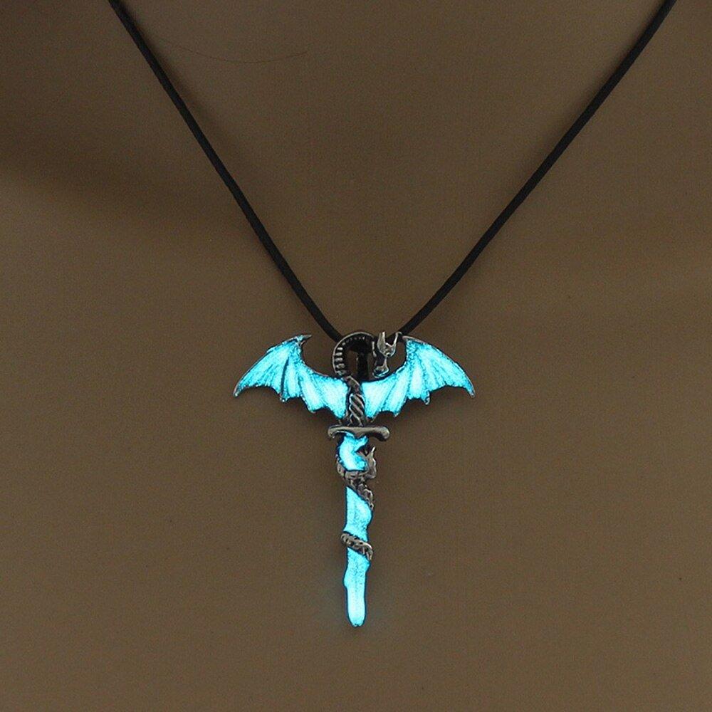 Collier pendentif dragon lumineux fluorescent - MonPendentif