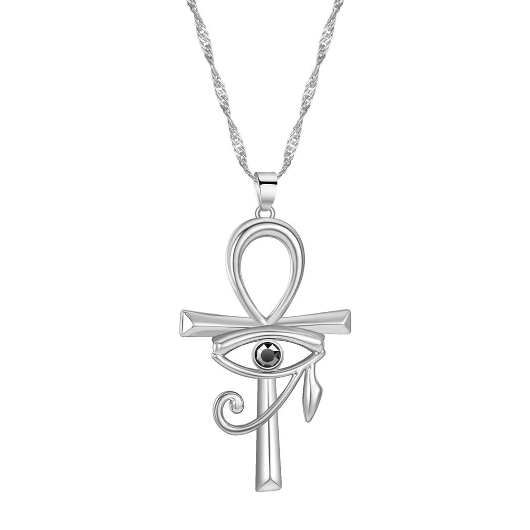 Collier pendentif égyptien croix œil d'Horus plaqué or / argent - MonPendentif