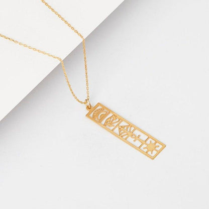 Collier pendentif égyptien plat symboles plaqué or / argent
