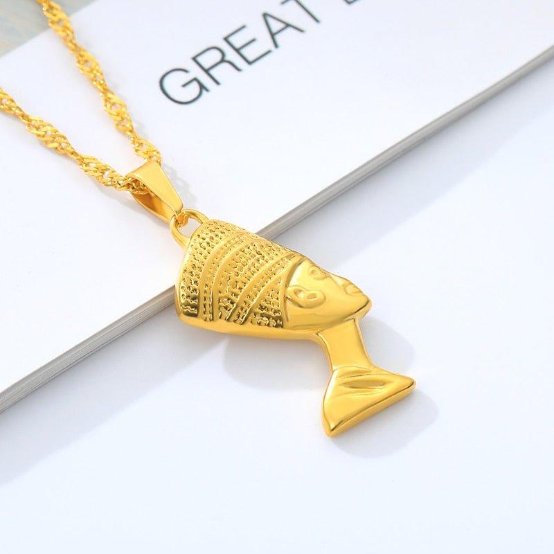 Collier pendentif égyptien reine plaqué or