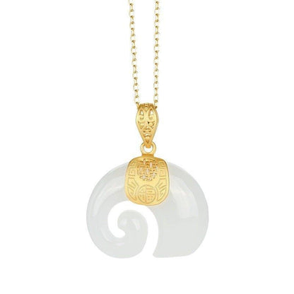 Collier pendentif éléphant Hetian plaqué or - MonPendentif