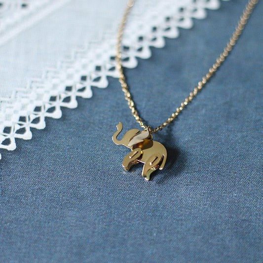 Collier pendentif éléphant minimaliste plaqué or / or rose / argent - MonPendentif