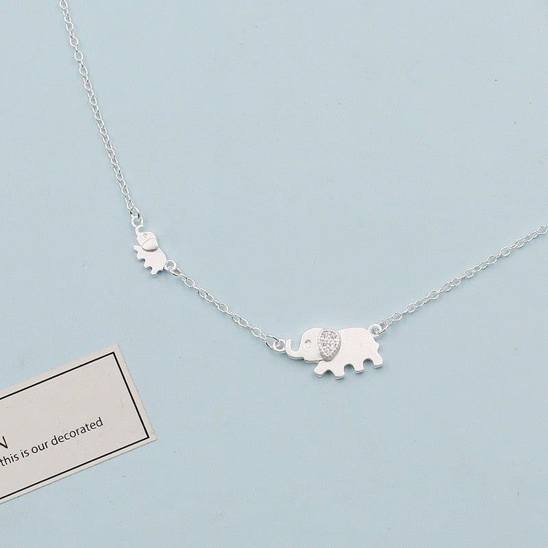 Collier pendentif éléphant plat argent 925 - MonPendentif