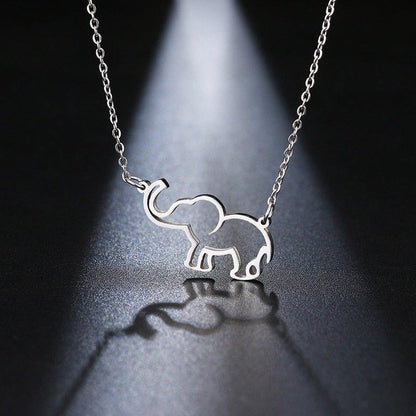 Collier pendentif éléphant plat origami plaqué or / argent - MonPendentif