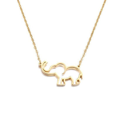 Collier pendentif éléphant plat origami plaqué or / argent