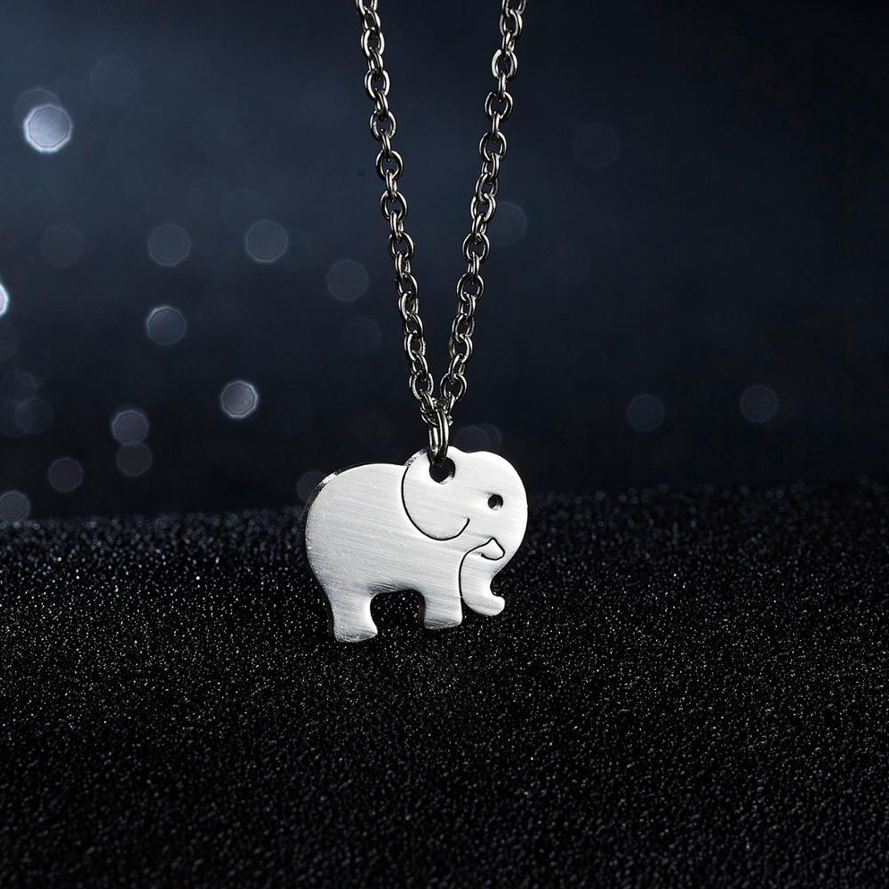 Collier pendentif éléphant plat plaqué argent - MonPendentif