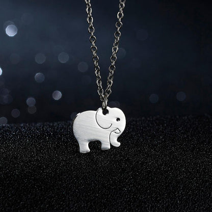 Collier pendentif éléphant plat plaqué argent - MonPendentif