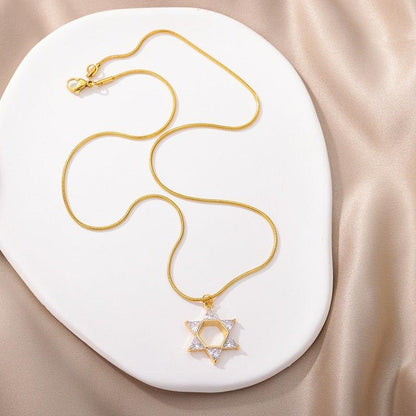 Collier pendentif étoile de David avec les branches en cristal plaqué or / argent