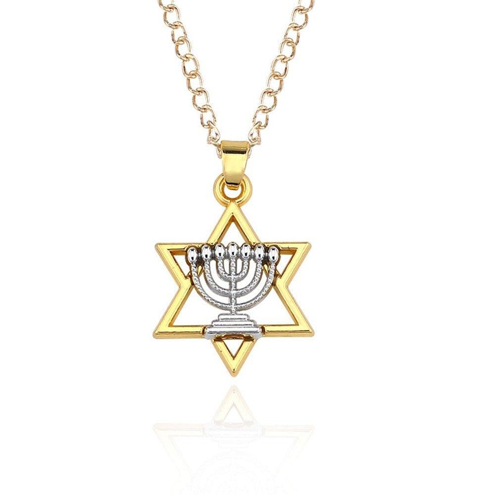 Collier pendentif étoile de David chandelier ménorah
