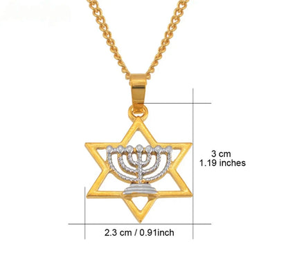 Collier pendentif étoile de David chandelier ménorah