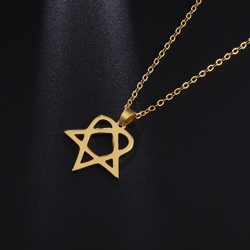 Collier pendentif étoile de David design plaqué or / argent