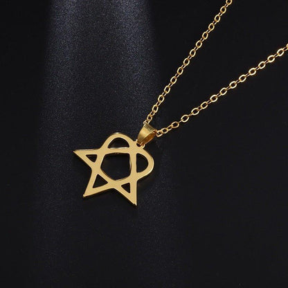 Collier pendentif étoile de David design plaqué or / argent