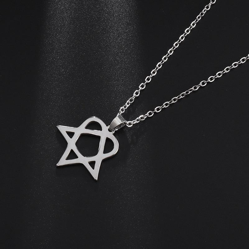 Collier pendentif étoile de David design plaqué or / argent