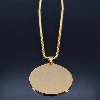 Collier pendentif étoile de David gravé sur médaillon plaqué or / argent / noir