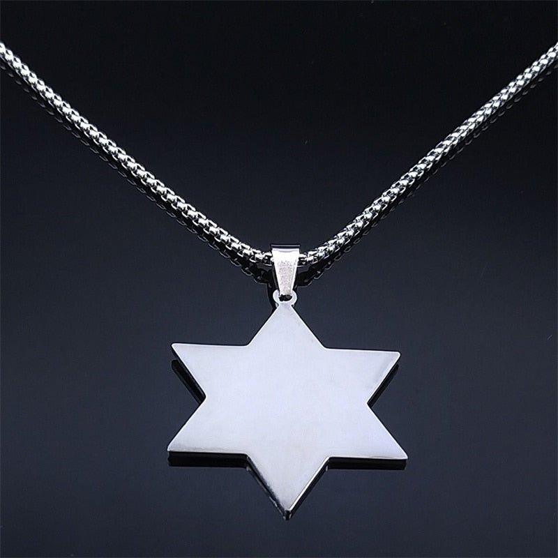 Collier pendentif étoile de David judaïca bleu