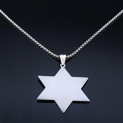 Collier pendentif étoile de David judaïca bleu