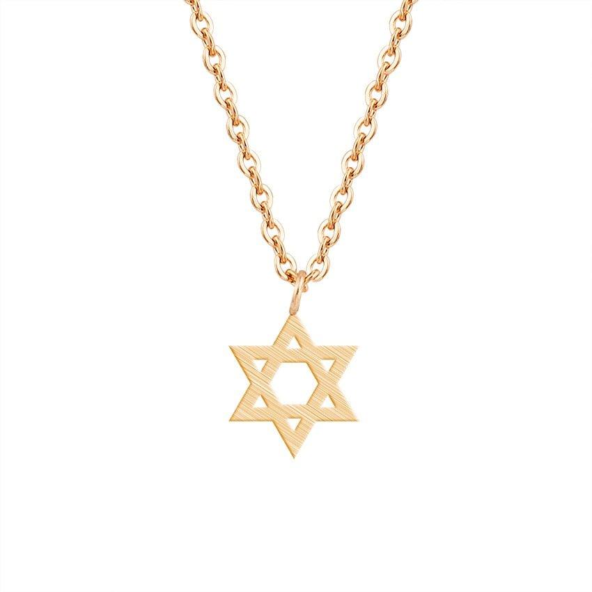 Collier pendentif étoile de David plat plaqué or / or rose / argent - MonPendentif