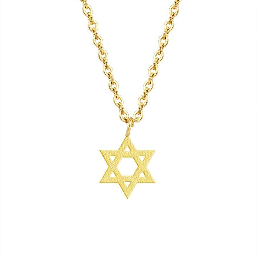 Collier pendentif étoile de David plat plaqué or / or rose / argent - MonPendentif