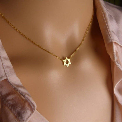 Collier pendentif étoile de David plat plaqué or / or rose / argent