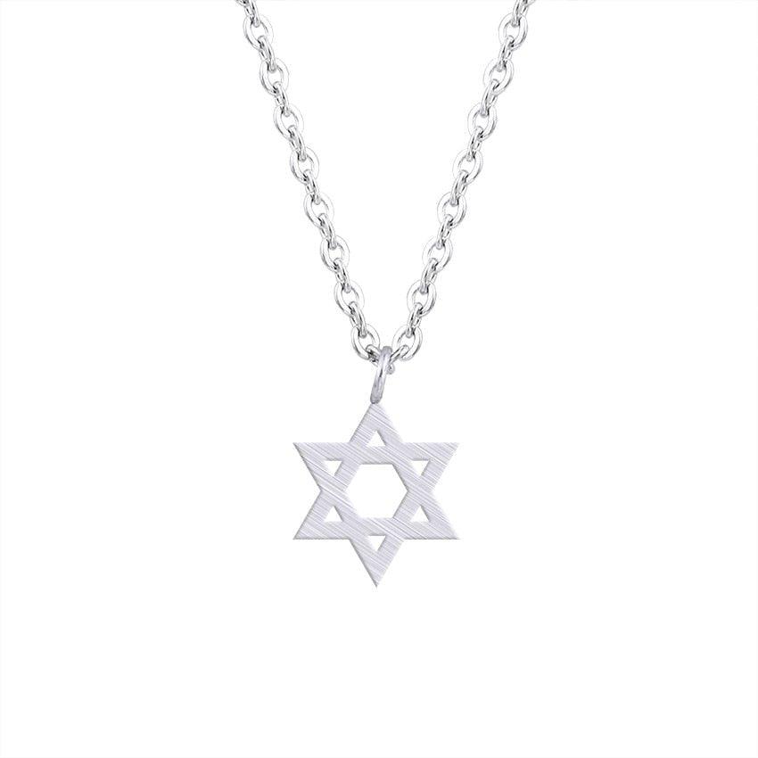 Collier pendentif étoile de David plat plaqué or / or rose / argent - MonPendentif