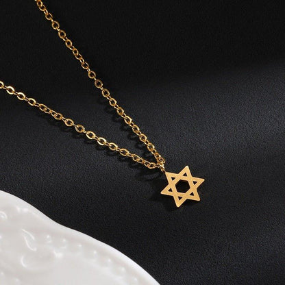 Collier pendentif étoile de David plat plaqué or / or rose / argent