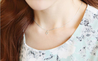 Collier pendentif étoile de David simple plaqué argent