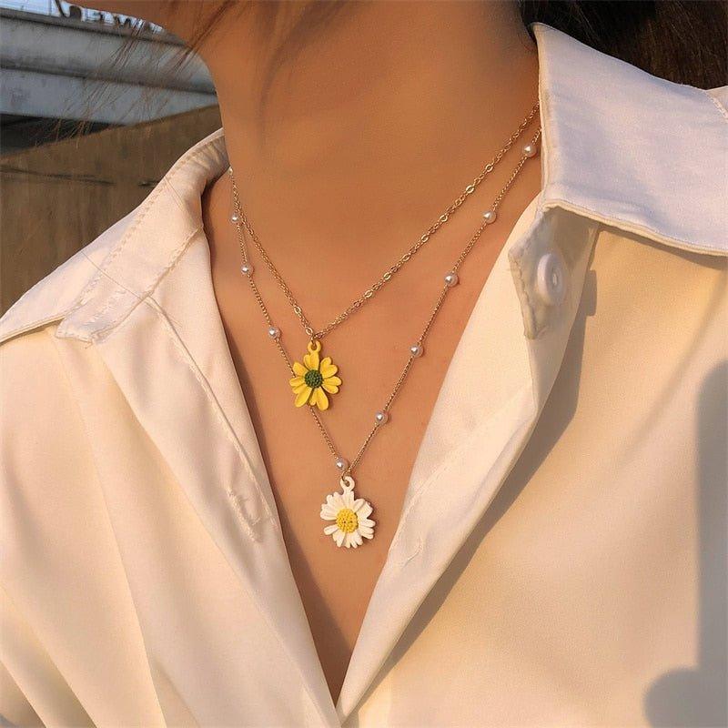 Collier pendentif fleur de lotus plat grand