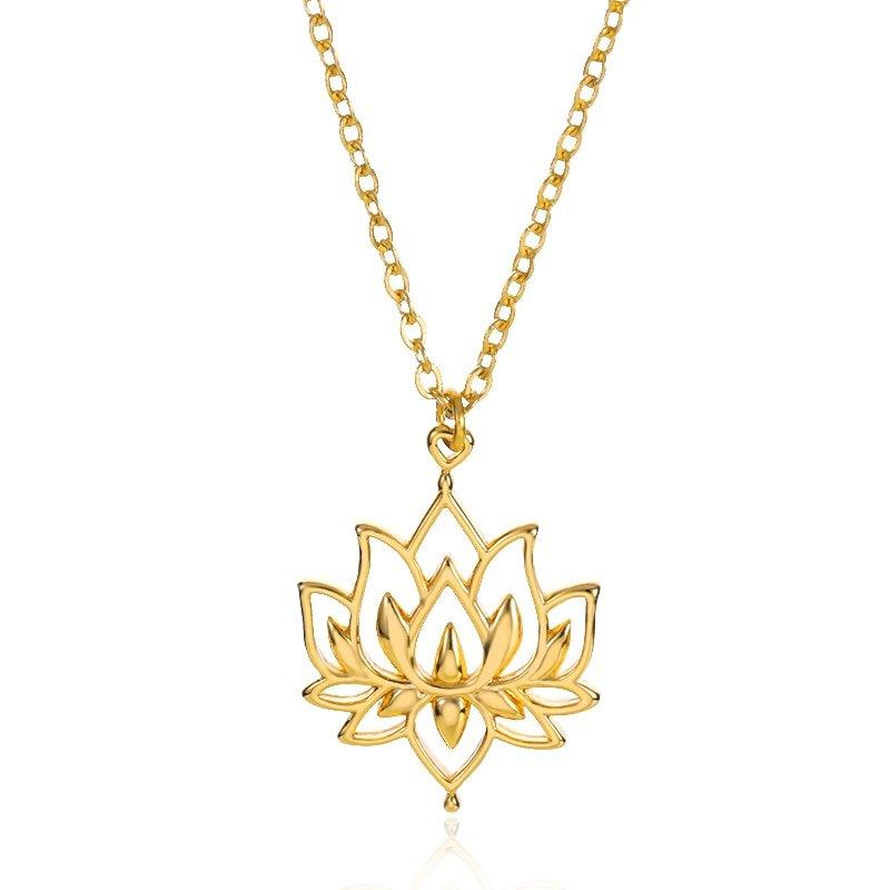 Collier pendentif fleur de lotus plat grand