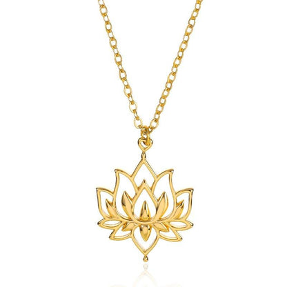 Collier pendentif fleur de lotus plat grand