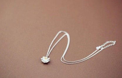 Collier pendentif fleur de lotus relief en argent 925