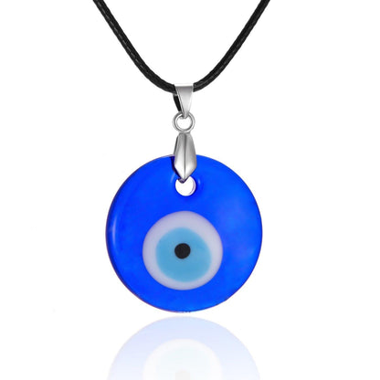 Collier pendentif grand oeil bleu en résine