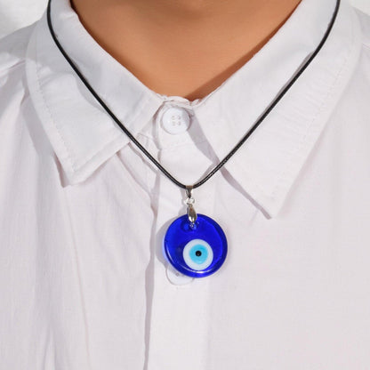 Collier pendentif grand oeil bleu en résine