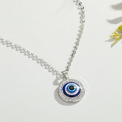 Collier pendentif grand œil bleu rond - MonPendentif