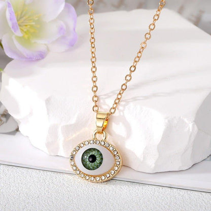 Collier pendentif grand oeil entouré de strass - MonPendentif