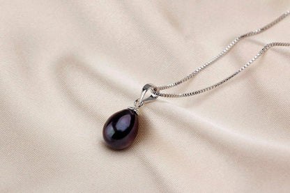 Collier pendentif grosse perle plaqué argent 925