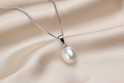 Collier pendentif grosse perle plaqué argent 925