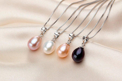 Collier pendentif grosse perle plaqué argent 925