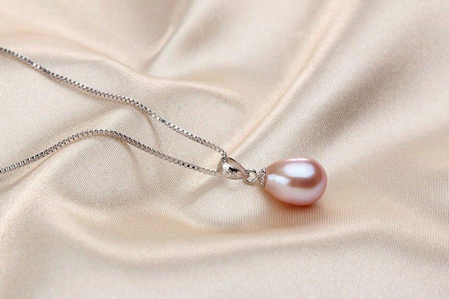 Collier pendentif grosse perle plaqué argent 925
