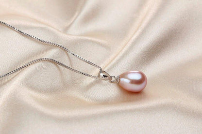 Collier pendentif grosse perle plaqué argent 925