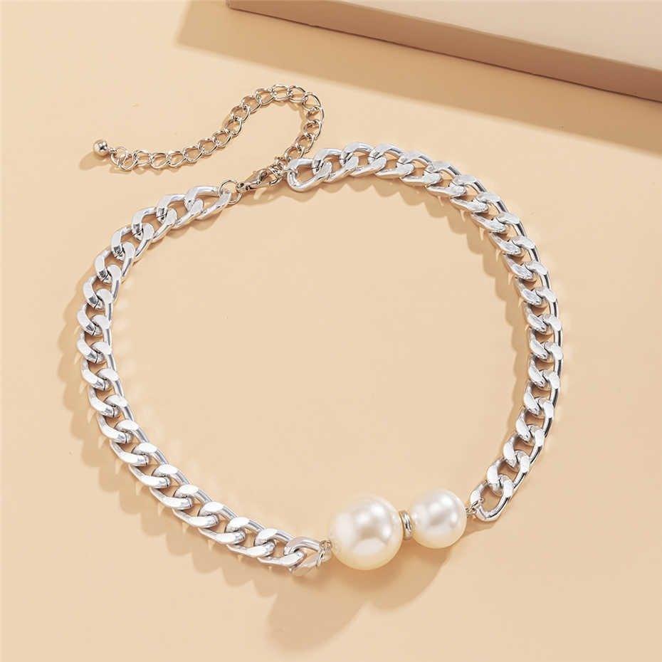 Collier pendentif grosses perles chaîne cubaine
