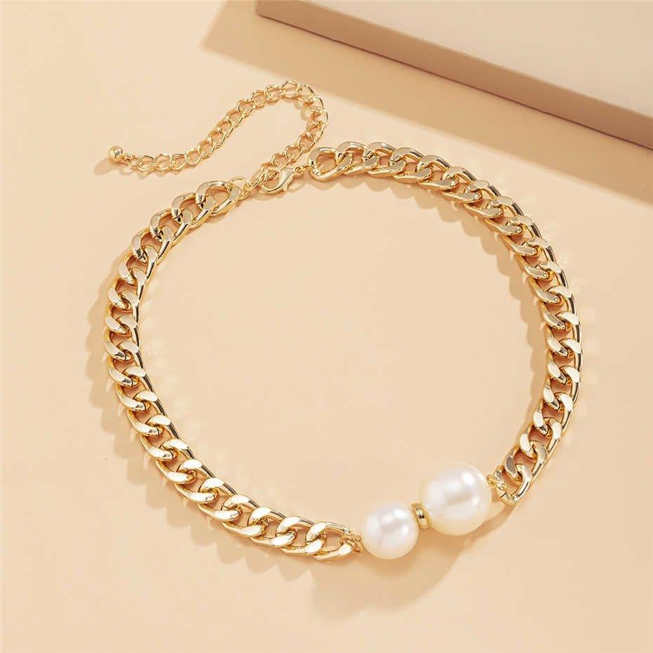 Collier pendentif grosses perles chaîne cubaine