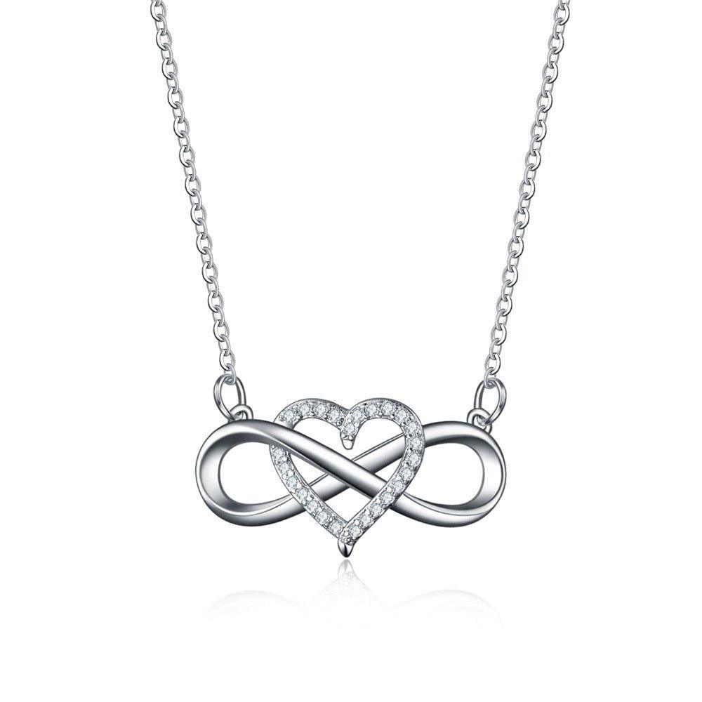 Collier pendentif infini avec coeur cristal plaqué or / or rose / argent - MonPendentif