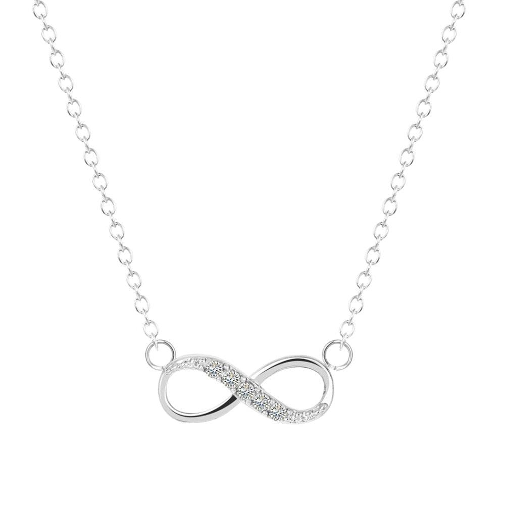 Collier pendentif infini avec cristal plaqué argent plaqué argent - MonPendentif
