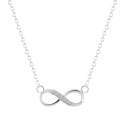 Collier pendentif infini avec cristal plaqué argent plaqué argent - MonPendentif