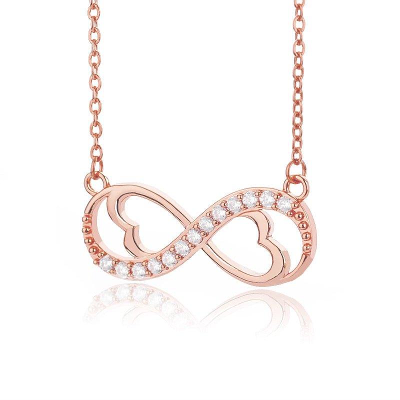 Collier pendentif infini coeur intérieur avec cristal plaqué or / or rose / argent - MonPendentif