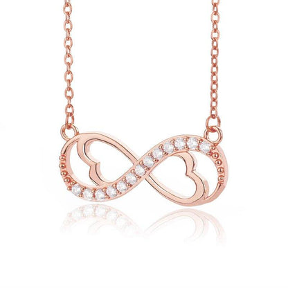 Collier pendentif infini coeur intérieur avec cristal plaqué or / or rose / argent - MonPendentif
