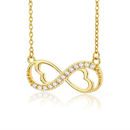 Collier pendentif infini coeur intérieur avec cristal plaqué or / or rose / argent - MonPendentif